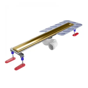 Beliebt Duschrinne mit Sekundärentwässerung 50 cm Wiper Elite PVD Pure (befliesbar) brass