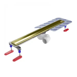 Top-Seller Duschrinne mit Sekundärentwässerung 100 cm Wiper Elite PVD Pure (befliesbar) gold
