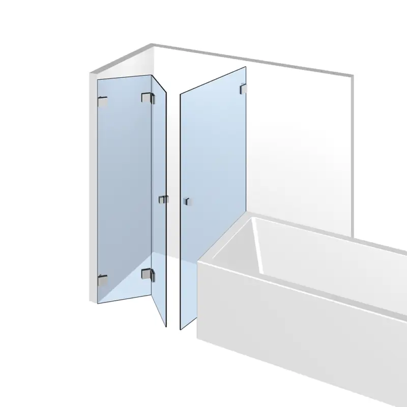 Direkt Vom Hersteller Glasdusche Flinter 8-609, 2flg. Falt-Duschtür und seitlicher Tür neben der Badewanne