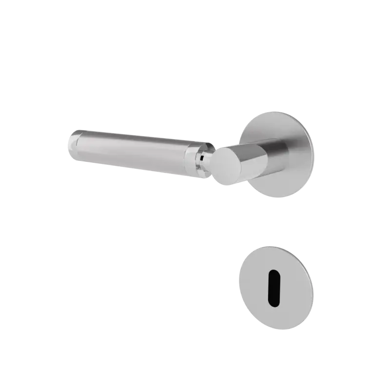 Türgriff mit Flachrosette rund L- Form gerade Modell Ibera Edelstahl Clipsystem Direkt Vom Hersteller