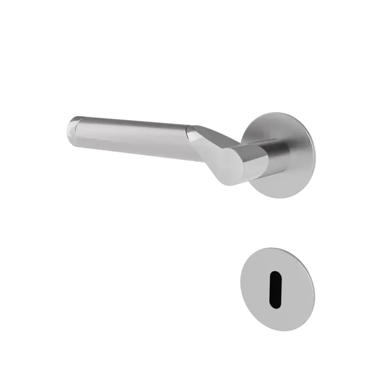 Türgriff mit Flachrosette rund L- Form gerade Modell Sevora Edelstahl Clipsystem Angebot