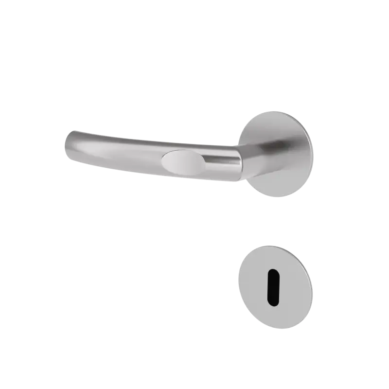 Beliebt Türgriff mit Flachrosette rund L-Form gebogen Modell Iloria Edelstahl Clipsystem