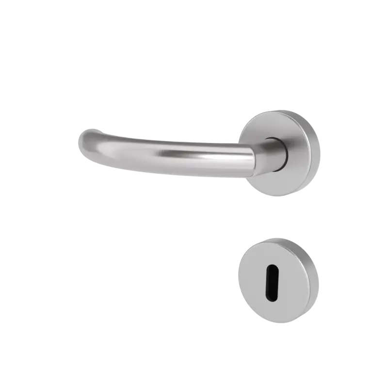 Preis Gesenkt Türgriff Rosetten rund L-Form gebogen Modell Laroa 3 Edelstahl Klipprosette Klasse 3