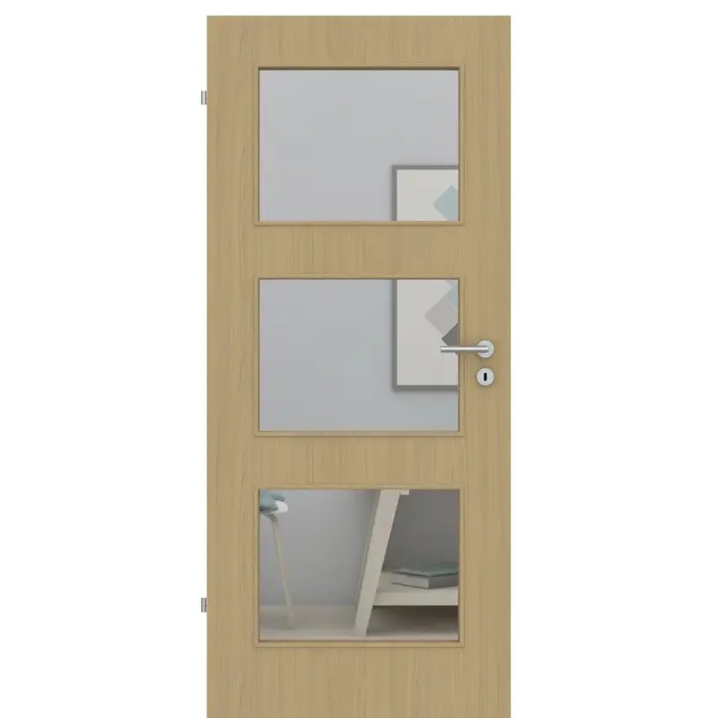 Preis Gesenkt Zimmertür mit Lichtausschnitt LA3 CPL Matt Eiche-Beige Designkante
