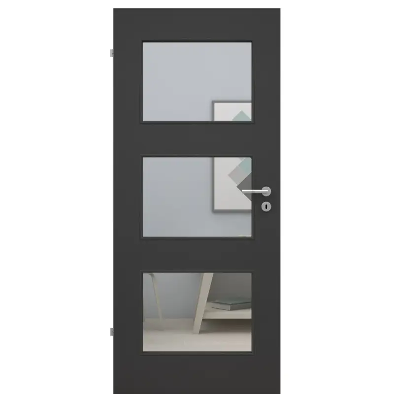 Nur Heute Zimmertür mit Lichtausschnitt LA3 CPL UniPrime Anthrazit-Grau Designkante