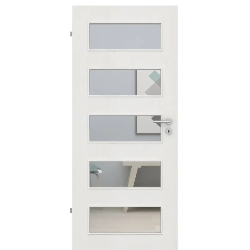 Online Kaufen Zimmertür mit Lichtausschnitt LA9 CPL Matt Weiß Holzstruktur Designkante
