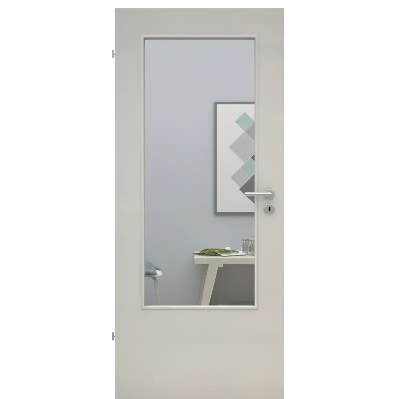 Günstig Zimmertür mit Lichtausschnitt LADIN CPL UniPrime Grau Designkante