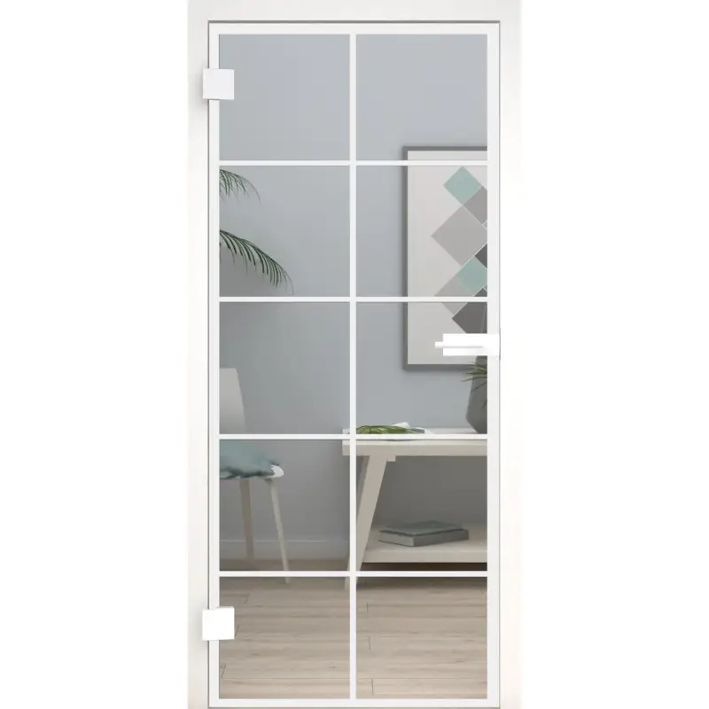 Glastür Loft-Design Weiß Modell DW2 Klarglas Kostenloser Versand