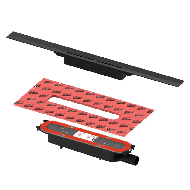 TECE drainprofile Duschprofil schwarz gebürstet, L: 120 cm B: 5,5 cm mitAblauf DN 40 Auslauf seitlich Abverkauf