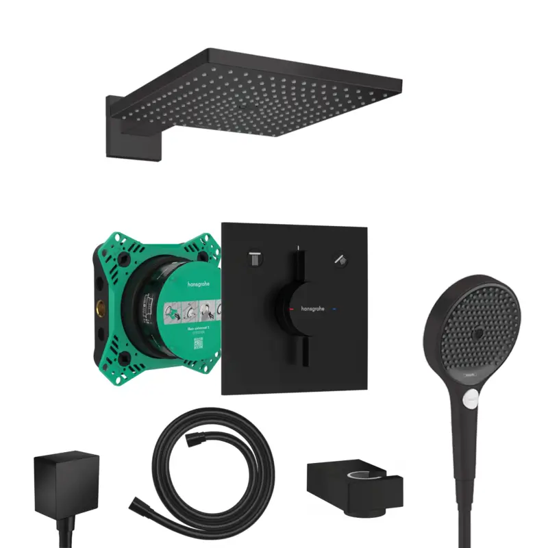 Bestpreis Hansgrohe DuoTurn E Unterputz Duschsystem Rainfinity 3jet schwarz matt Kopbrause Raindance E 300 und iBox