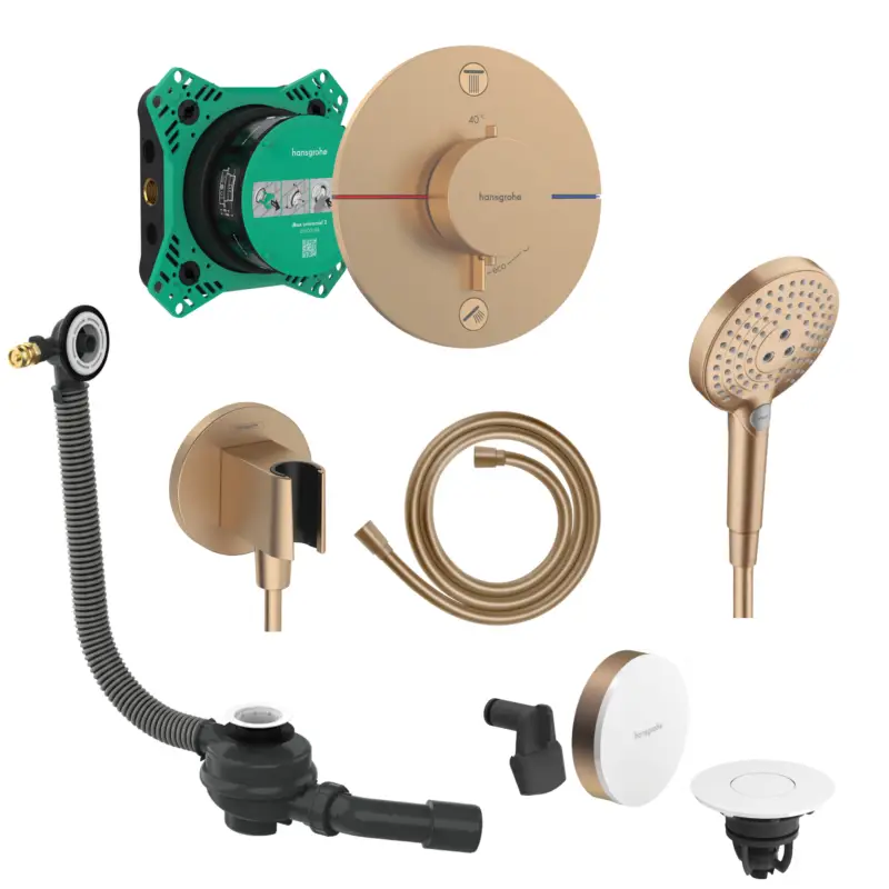 Hansgrohe ShowerSelect Wannenarmatur Unterputz Set Raindance bronze gebürstet Exafill Wanneneinlauf und iBox Schnäppchen