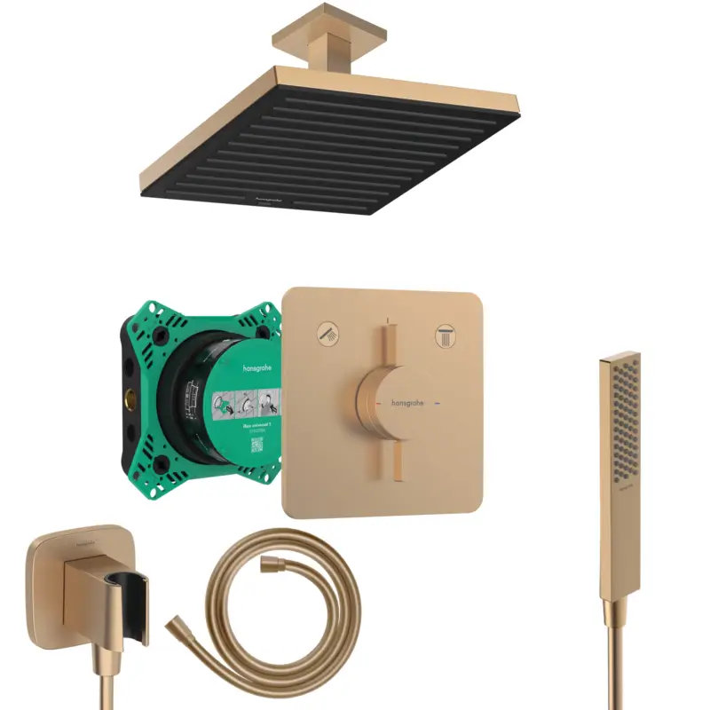 Hansgrohe DuoTurn Unterputz Duschsystem Pulsify E Stabhandbrause bronze gebürstet Pulsify E 260 Deckenanschluss und iBox Ausverkauf