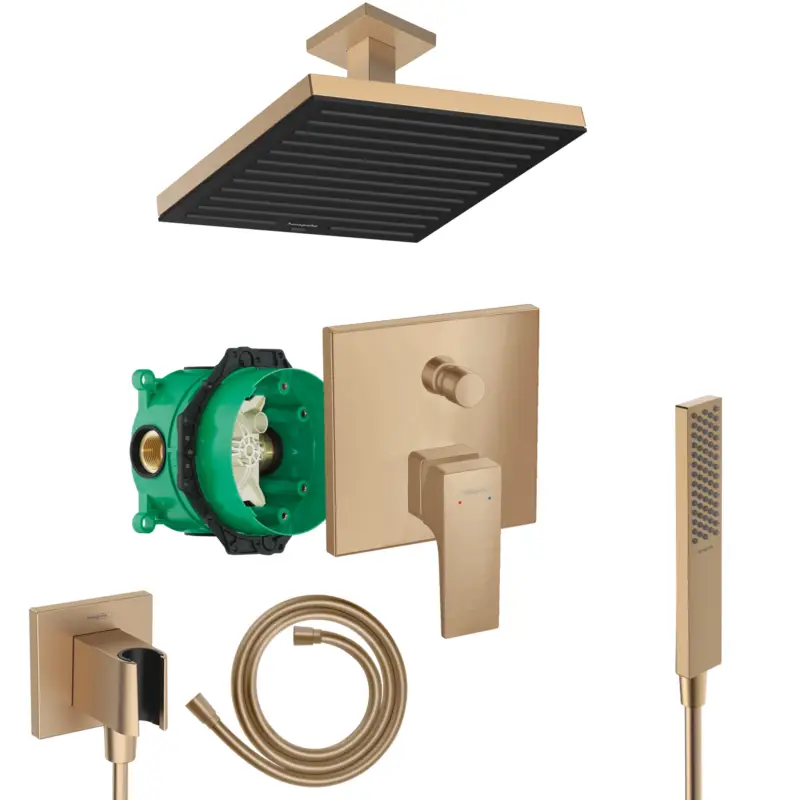 Hansgrohe Metropol Unterputz Duschsystem Pulsify E Stabhandbrause bronze gebürstet Pulsify E 260 Deckenanschluss und iBox Rabatt