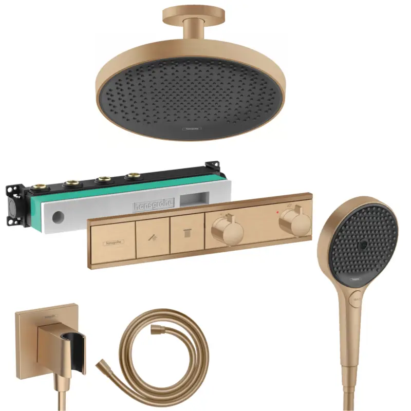 Hansgrohe RainSelect Unterputz Duschsystem Rainfinity 3jet bronze gebürstet Rainfinity 360 Deckenanschluss und iBox Geprüft