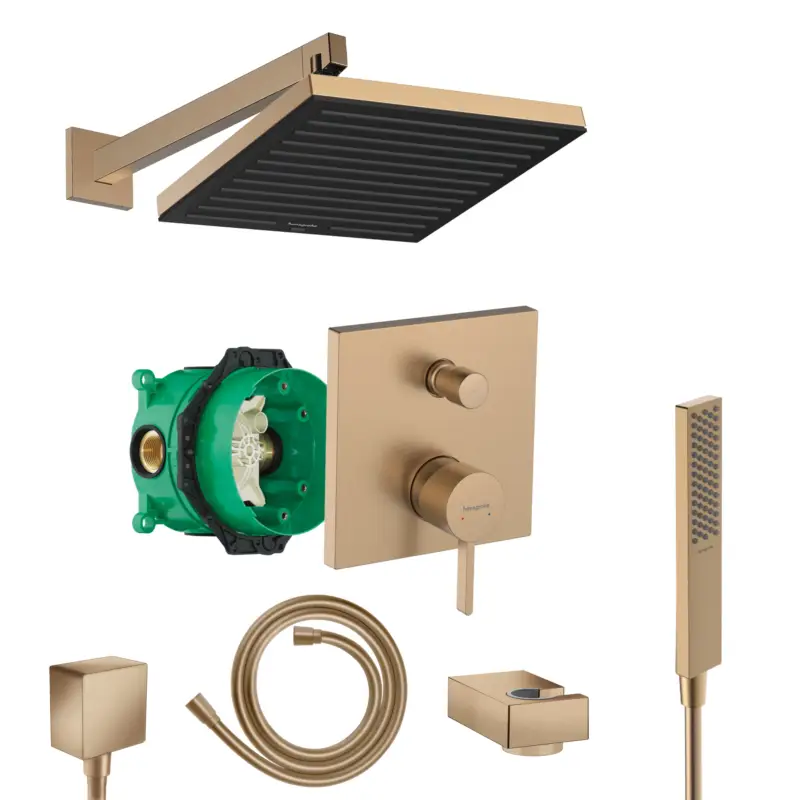 Hansgrohe Finoris Unterputz Duschsystem Pulsify E Stabhandbrause bronze gebürstet Pulsify E 260 und iBox Highlight
