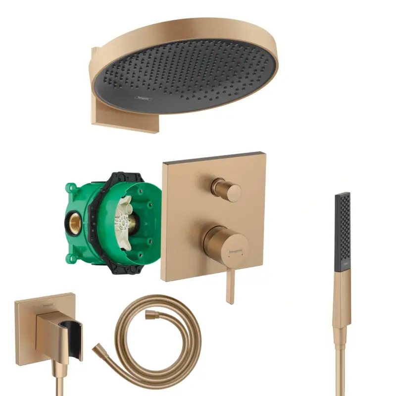 Markenware Hansgrohe Finoris Unterputz Duschsystem Rainfinity 1jet bronze gebürstet Rainfinity 360 Wandanschluss und iBox