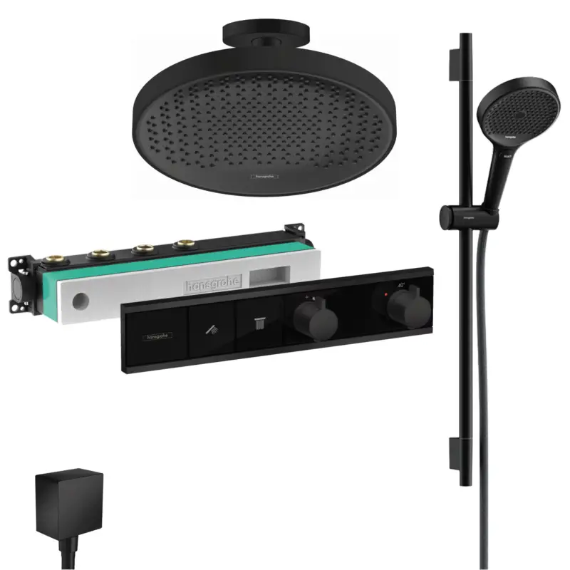 Hansgrohe RainSelect Unterputz Duschsystem Rainfinity Brauseset schwarz matt Rainfinity 360 Deckenanschluss und iBox Neu