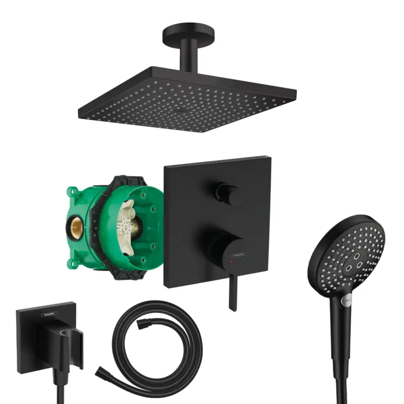Hansgrohe Finoris Unterputz Duschsystem Raindance schwarz matt Raindance E 300 Deckenanschluss und iBox Wochenendangebot
