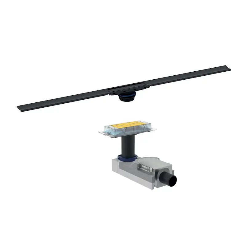 Expressversand Geberit CleanLine30 Duschrinne 30 - 130 cm schwarz mit Rohbauset für Fußbodenaufbauhöhe ab 90mm