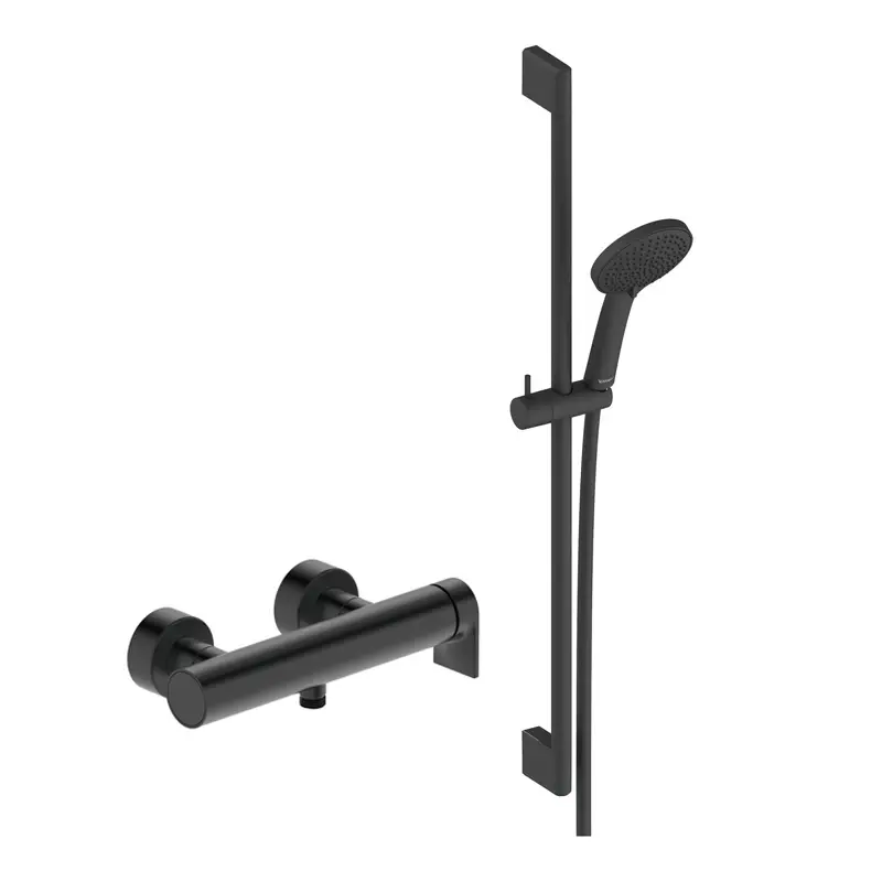 Duravit Tulum by Starck Einhebel Brausemischer Dusche mit Brauseset Universal Brausegarnitur 3 Strahlarten schwarz matt Preisknaller