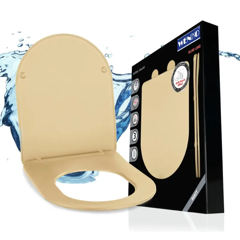 Preiswert WC Sitz Mod. Galati Beige mattToilettendeckel in D-Form mit Absenkautomatik