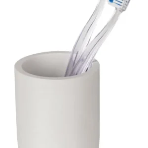 Zahnputzbecher Mod. Altavalle, weiß, Polyresin, Ø 8 cm, H 10,5 cmrutschfeste Unterseite für Stabilität Ausverkauf
