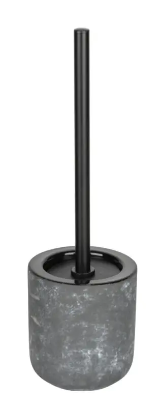 WC-Garnitur Mod. Sacile, grau/schwarz, Keramik, Edelstahl, Ø11,5x38 cmin Betonoptik, freistehend Abverkauf