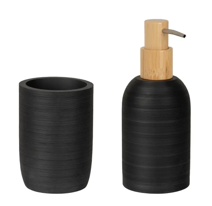 Direkt Vom Hersteller Bad-Accessoire Set Mod. Altavalle, schwarz, polyresin, bambus, 2-teiligfreistehend, füllmenge 250 ml