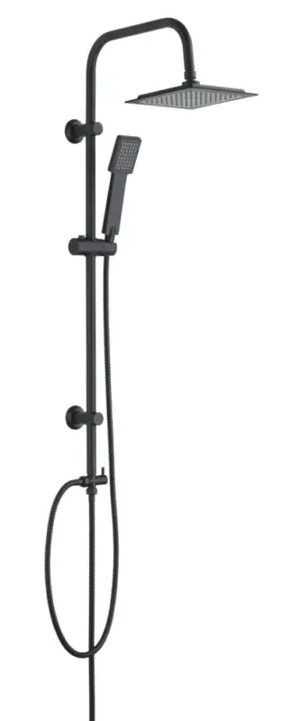 Duschsystem Mod. Quadro Schwarz mattmit Regendusche und Handbrause Wochenendangebot