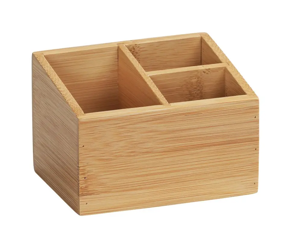 Markenprodukt Bambus Organizer Mod. Terra 3 Fächerideal für Schmuck, Pinsel und Stifte