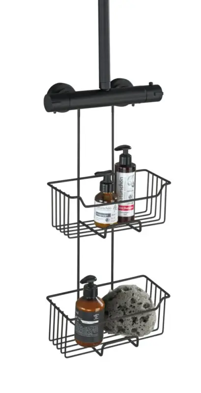 Thermostat-Dusch-Caddy Mod. Milo Schwarz, 2 EtagenEdelstahl rostfrei Highlight