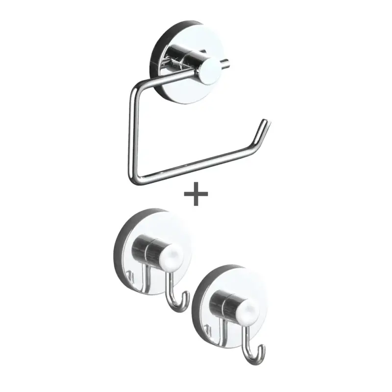 Geprüft Vacuum-Loc® Toilettenpapierhalter Mod. Milazzo & Haken, 3-tlg.Befestigung ohne bohren