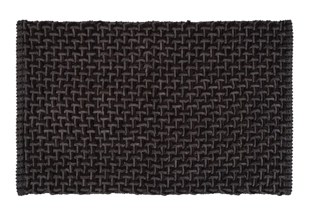 Abverkauf Badteppich Mod. Ecoli, schwarz-anthrazit, Polyester/Baumwolle, 50x80 cmrutschhemmend beschichtet, schnelltrocknend