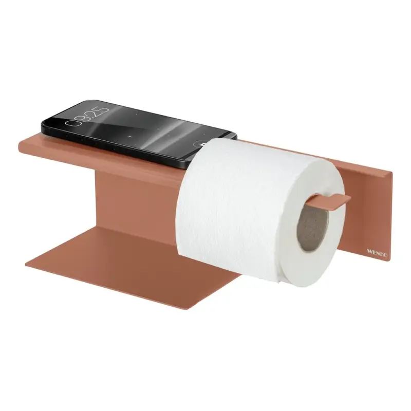 Kostenloser Rückversand Turbo-Loc® Toilettenpapierhalter mit Ablage Mod. Lizan BraunBefestigen ohne Bohren