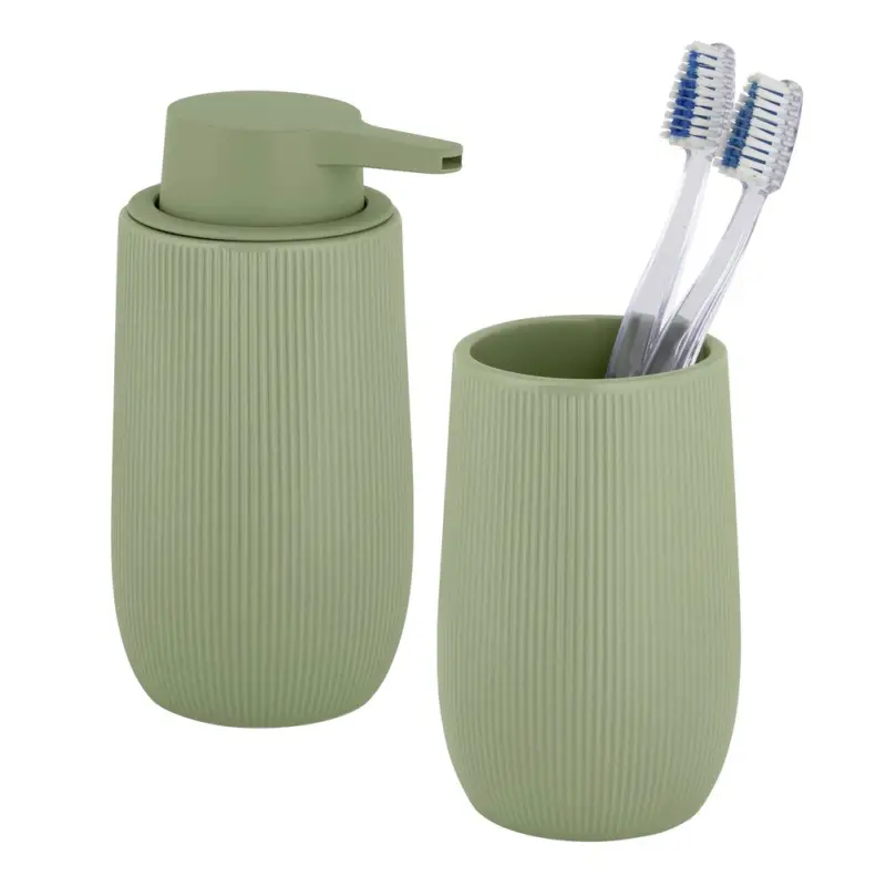Bad-Accessoire Set Mod. Fablo Grün, 2-teiligaus hochwertiger Keramik Preis Gesenkt