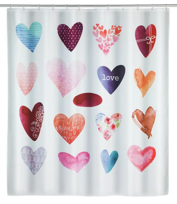 Rabatt Duschvorhang Mod. LovePolyester, 180 x 200 cm, waschbar