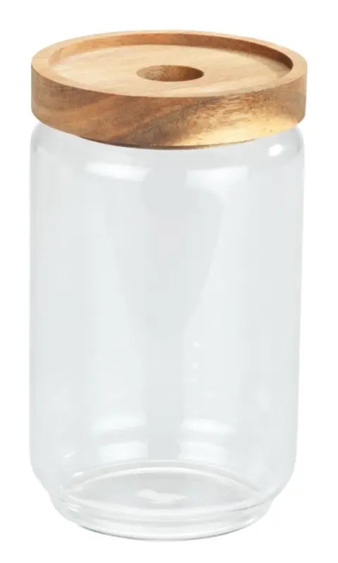 Preiswert Aufbewahrungsdose Mod. Vido 700 mlGlasdose mit Deckel aus Akazienholz