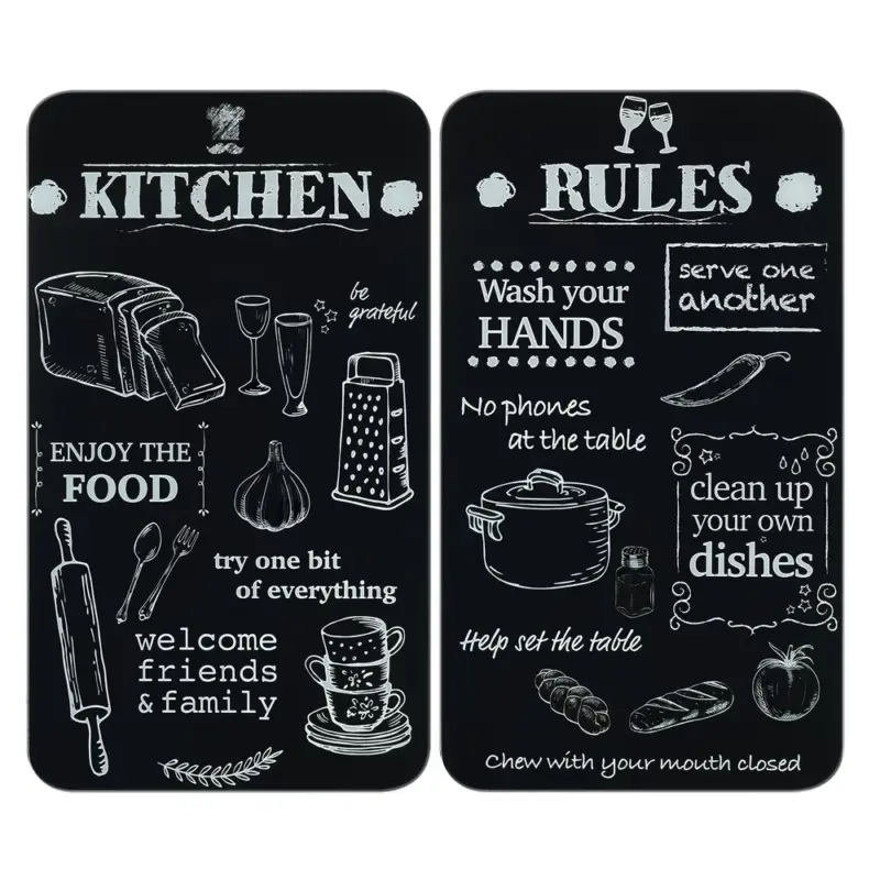 Zertifiziert Herdabdeckplatte Universal Mod. Kitchen Rules, 2er Setfür alle Herdarten geeignet