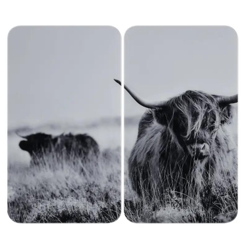 Herdabdeckplatte Universal Mod. Highland Cattle, 2er Setfür alle Herdarten geeignet Markenprodukt