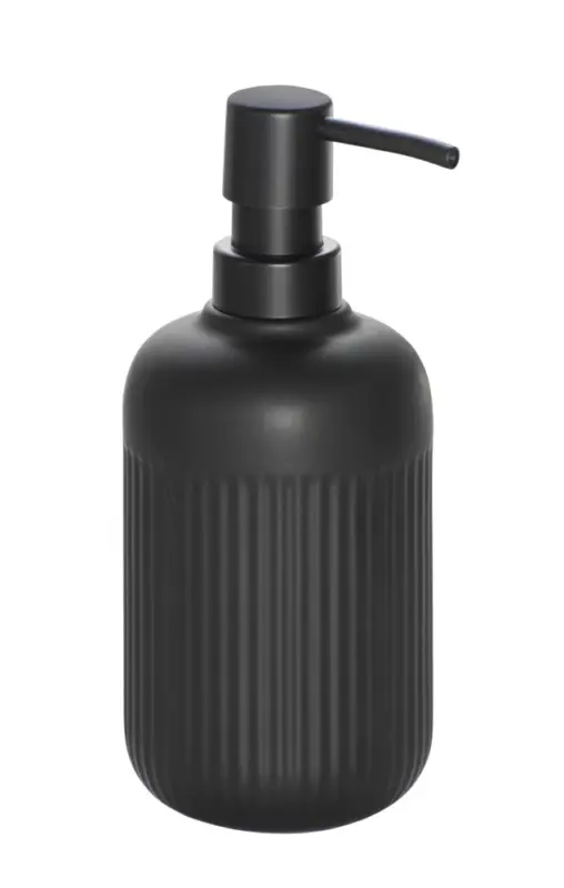 Seifenspender Mod. REFIA, schwarz, Keramik, 0.4L, Ø8x19cmmit eleganter Riffelung Nur Heute