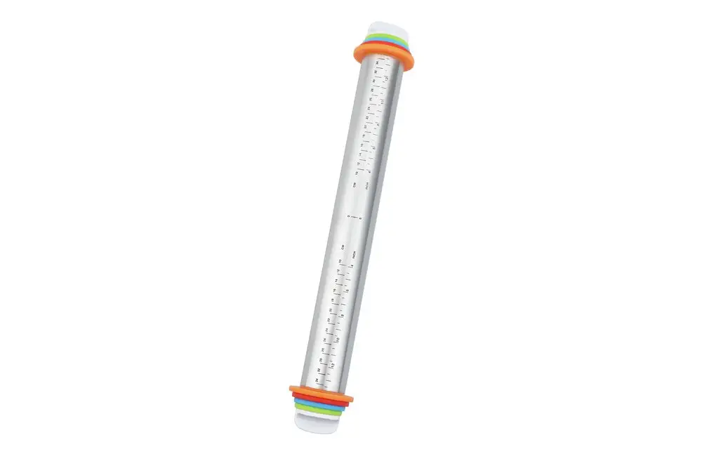 Expressversand Teigrolle mit Abstandhalter EDELSTAHLTeigausroller mit Messskala