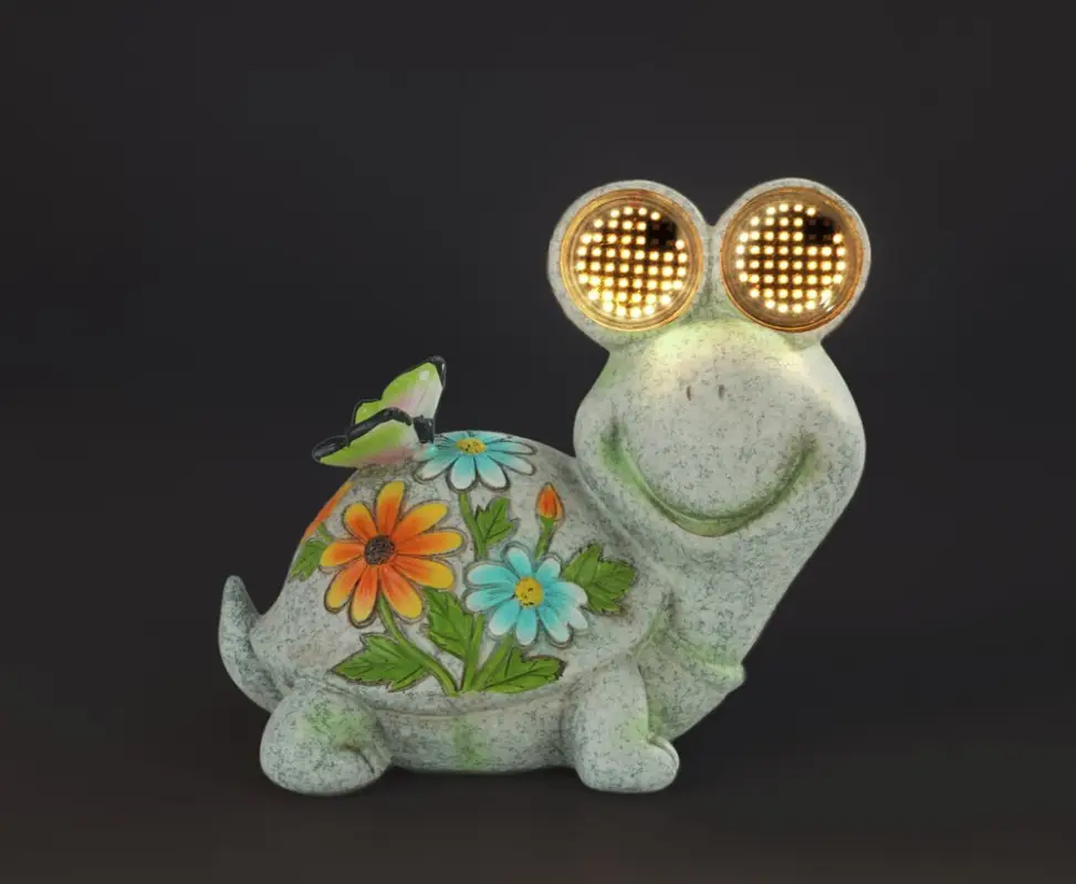 LED Gartenfigur Schildkröte Mod. Blinky Eyessolarbetriebene Gartendekoration mit leuchtenden Augen Preisknaller