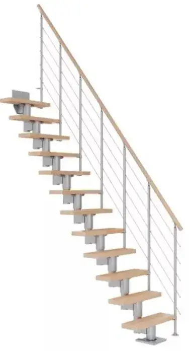 Dolle Mittelholmtreppe Dublin perlgrau Eiche versiegelt gerade 65 cm Breite Neue Kollektion