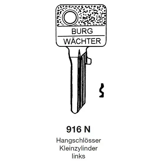 Expressversand Schlüsselrohling Burg Wächter 916 N