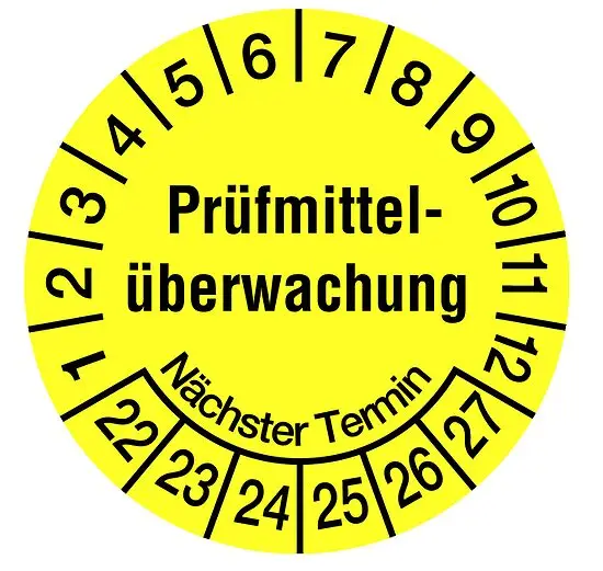 Sonderaktion Prüfplaketten "Prüfmittelüberwachung, Nächster Prüftermin", Ø 20 mm