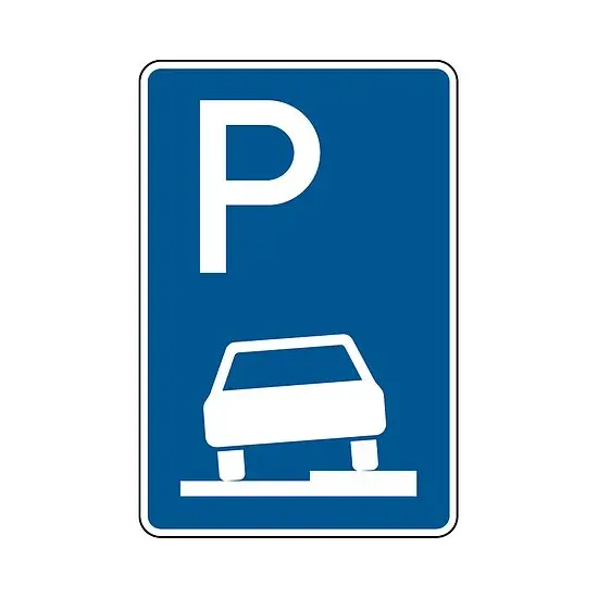 Verkehrszeichen - Parken auf Gehwegen halb in Fahrtrichtung rechts, Zeichen 315-55 Neu Im Sortiment