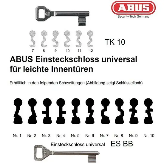 Begrenztes Angebot Ersatzschlüssel ABUS Buntbartschlösser