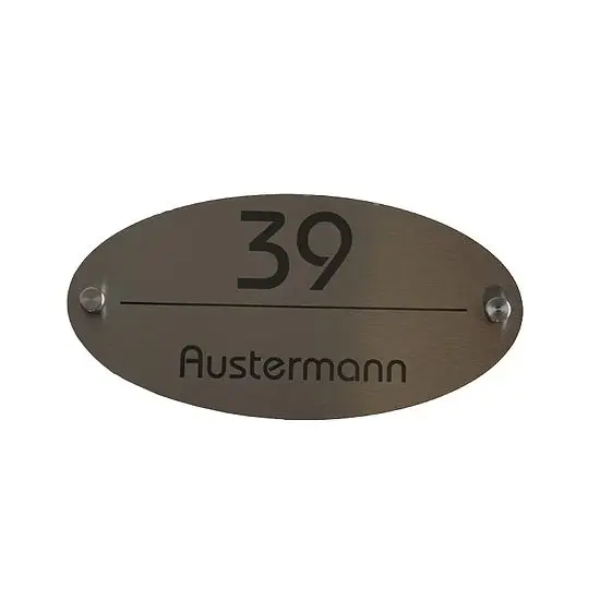 Saisonangebot Namensschild oval Edelstahl No 6 25x12,5 cm
