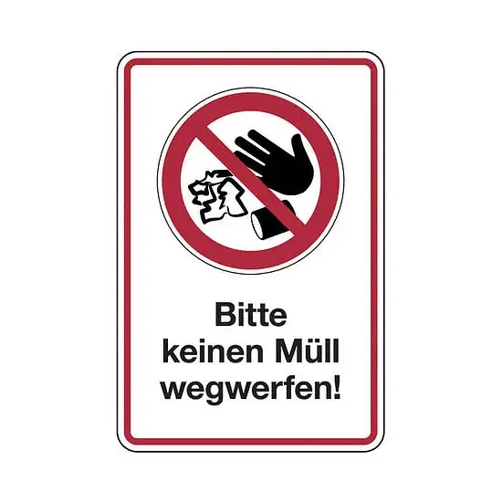 Verbotsschild, Bitte keinen Müll wegwerfen! Super-Preis