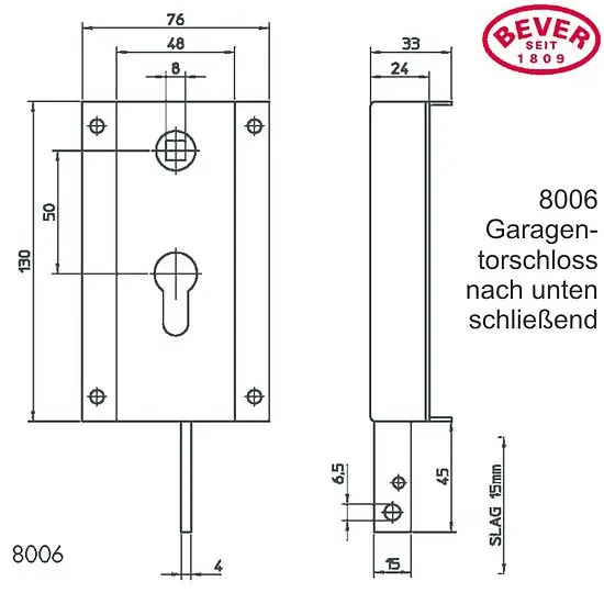 Garagentorschloss 8006 nach unten schließend Mega-Angebot
